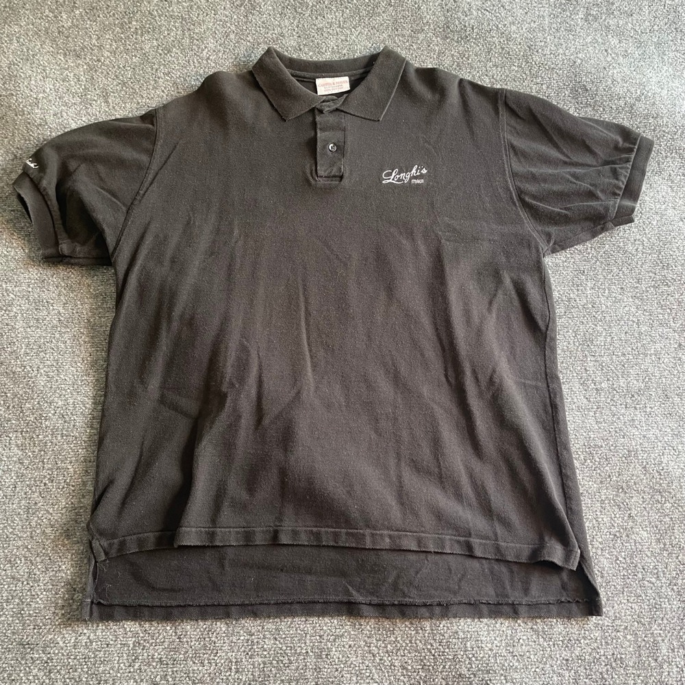 Carter & Mayes Mens Black Longhis Maui Hawaii Embroidered Cotton Polo Shirt L